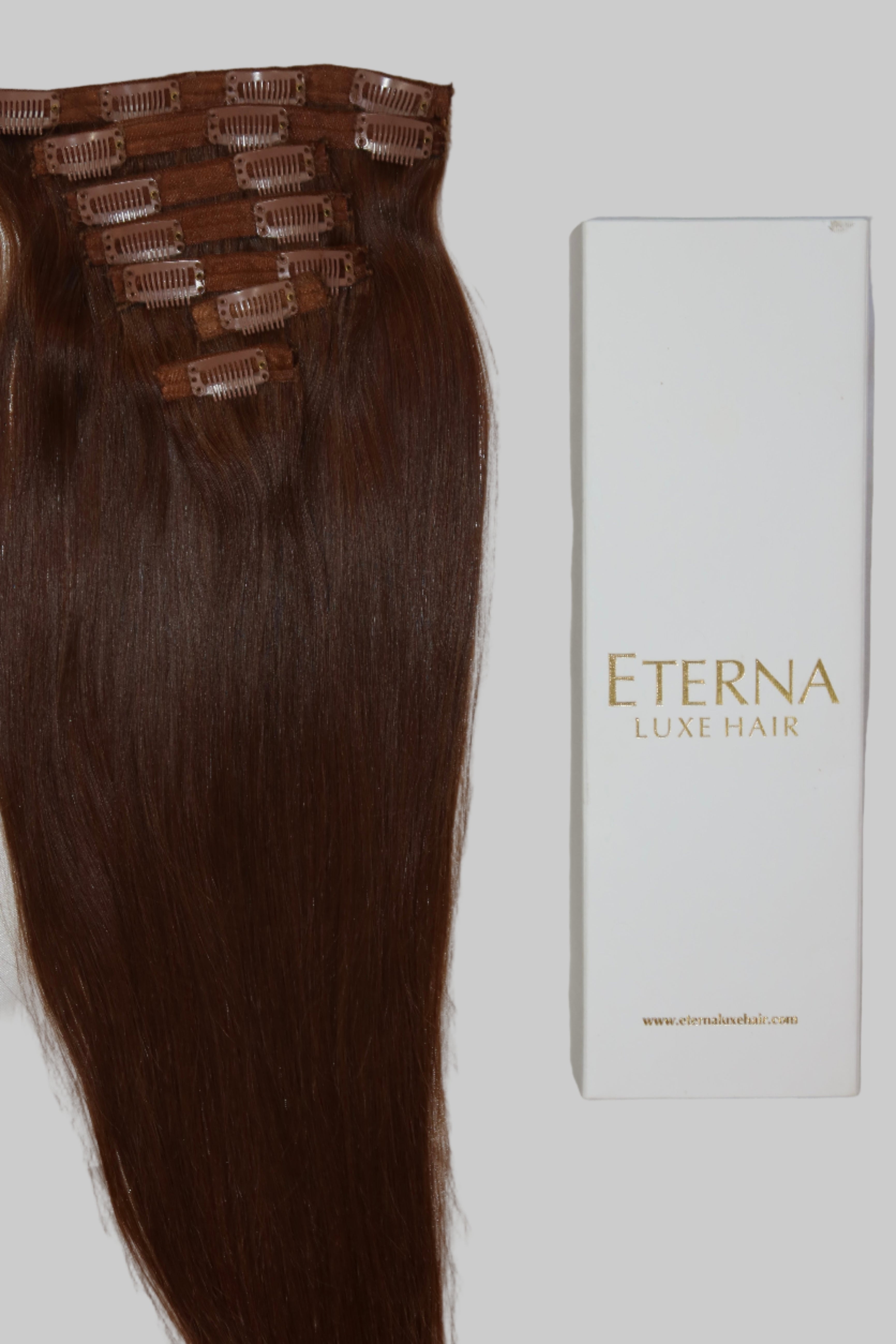 Clip-In, 100 Grs Human hair (7 pcs set) - #8 Brown