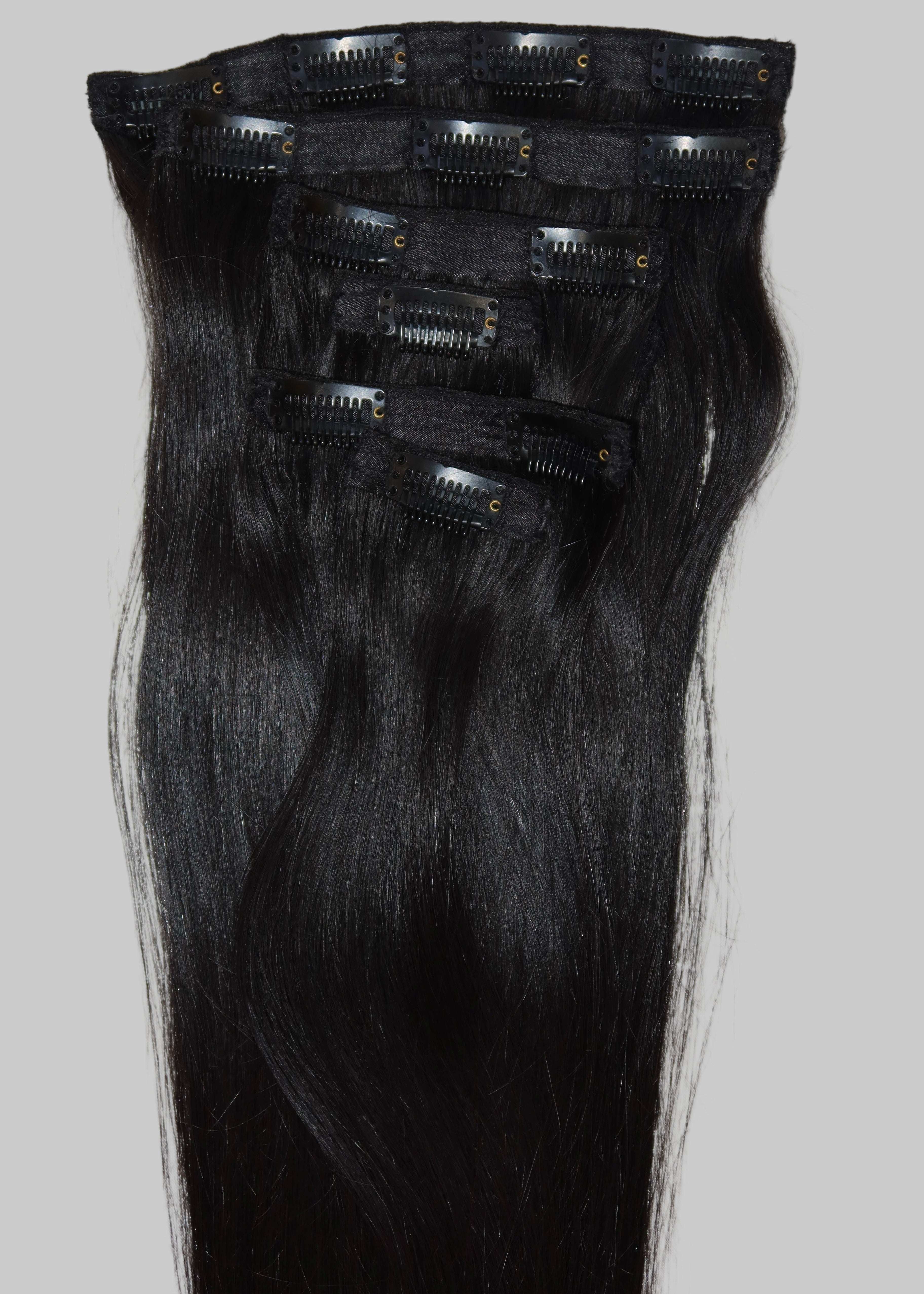 Clip-In, 100 Grs Human hair (7 pcs set) - Black