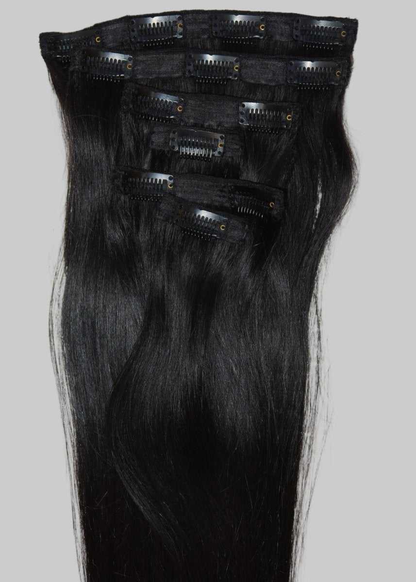 Clip - In, 100 Grs Human hair (7 pcs set) - Black - Eterna Luxe Hair