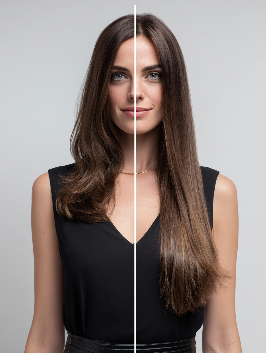 Clip-In, 100 Grs Human hair (7 pcs set) - #8 Brown