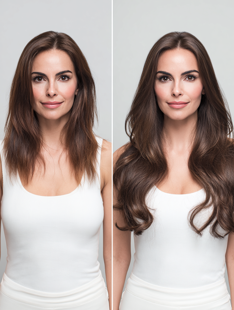 Clip-In, 100 Grs Human hair (7 pcs set) - #8 Brown