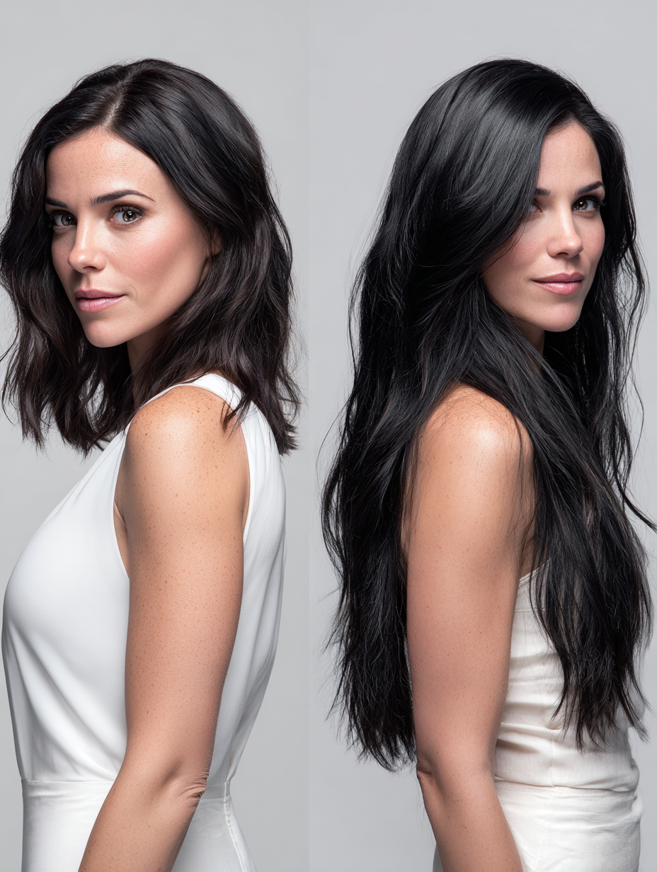 Clip-In, 100 Grs Human hair (7 pcs set) - Black