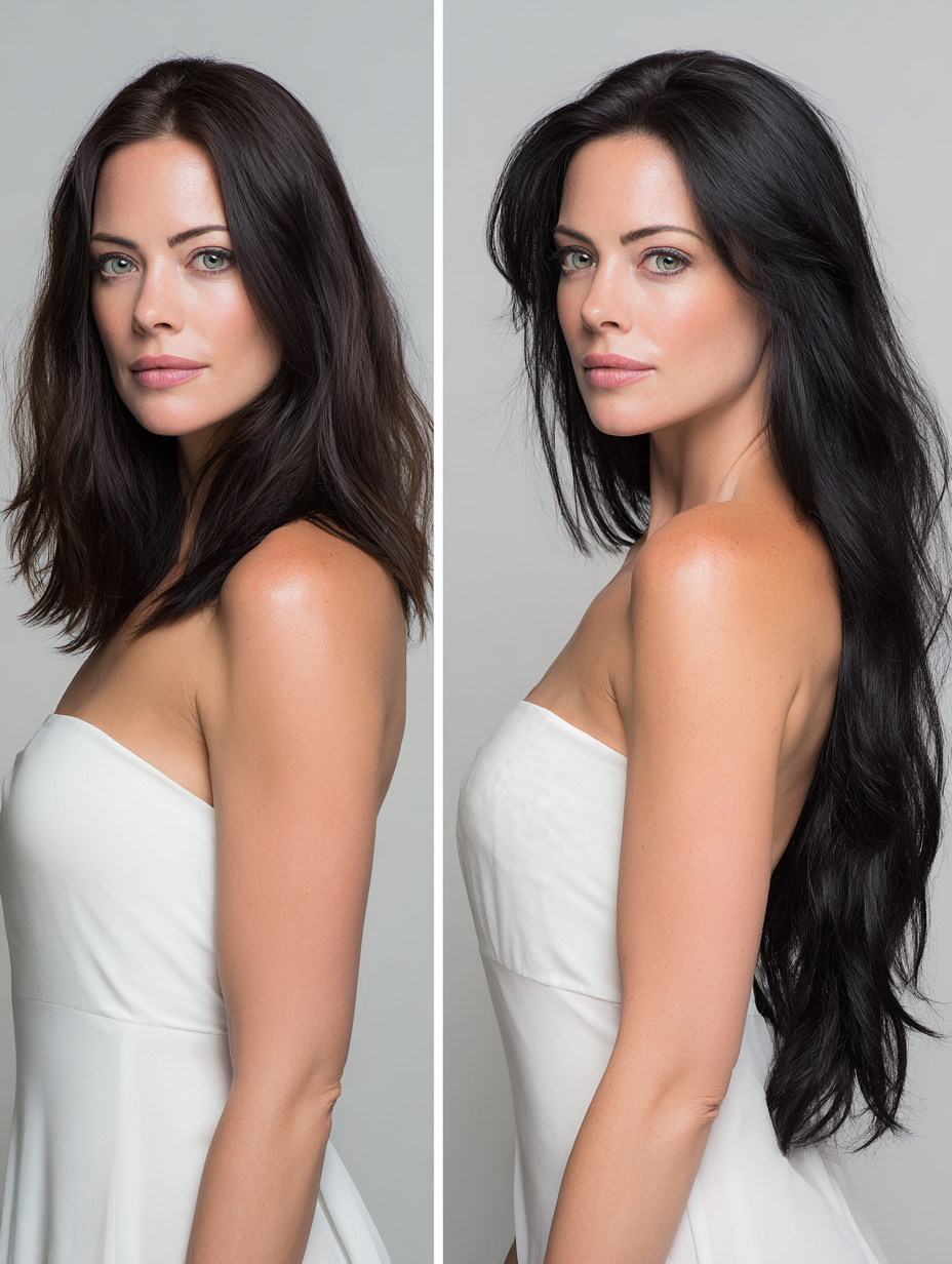 Clip-In, 100 Grs Human hair (7 pcs set) - Black