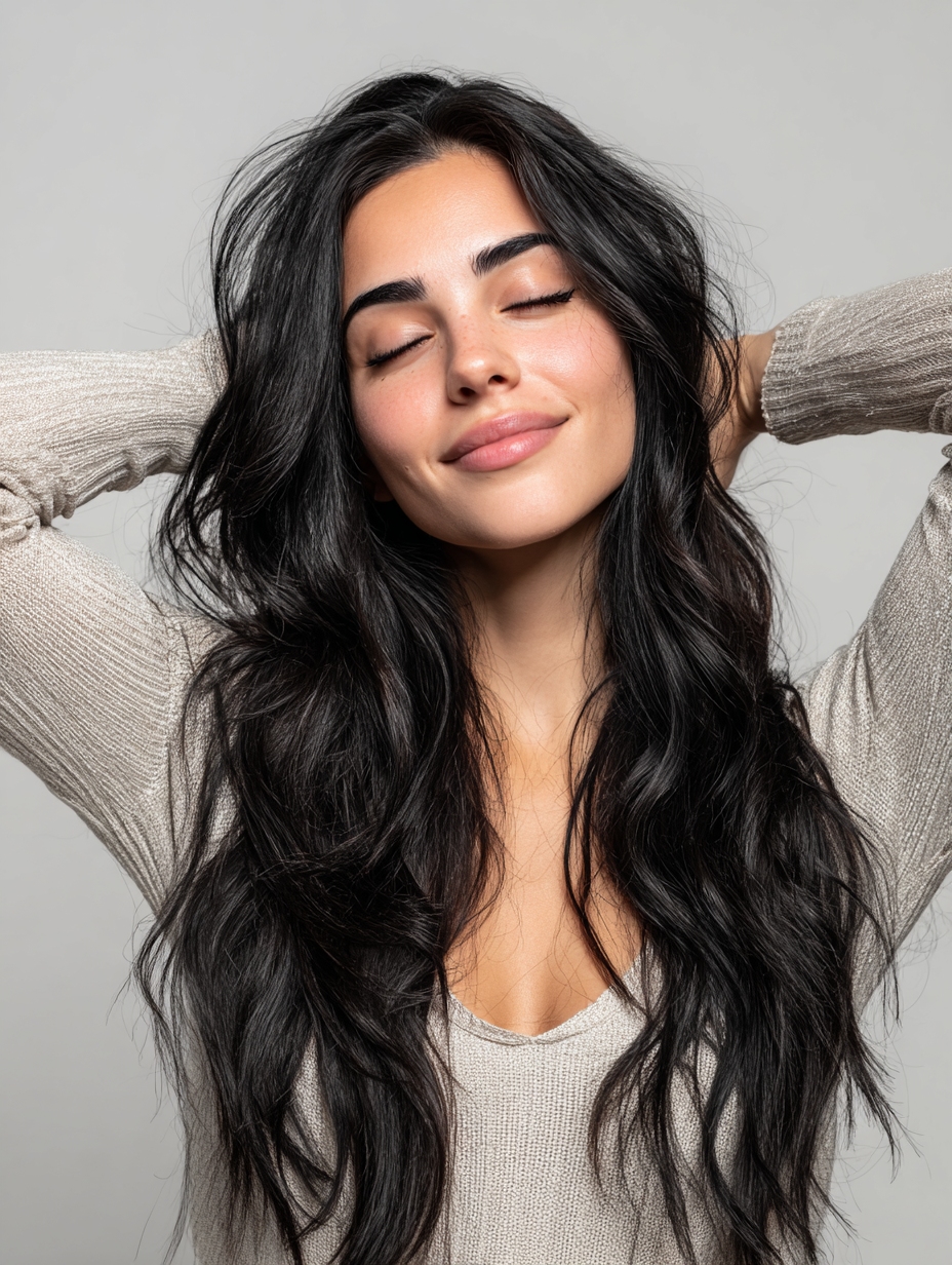 Clip-In, 100 Grs Human hair (7 pcs set) - Black