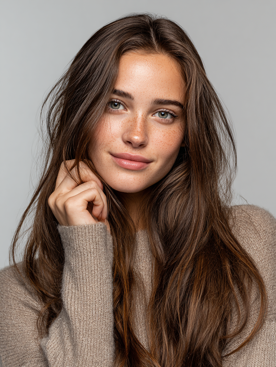 Clip-In, 100 Grs Human hair (7 pcs set) - #8 Brown